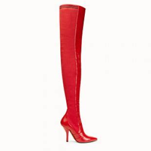 fendi red leather cuissard boots|Boots & Booties .